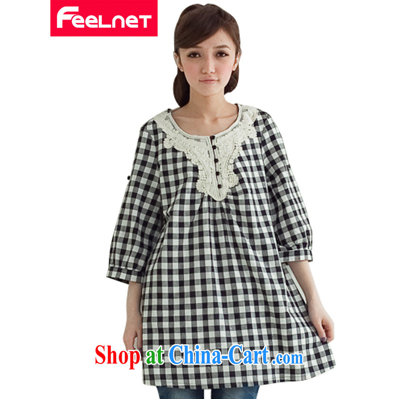 FeelNet larger female classic plaid long version the code shirt 2965 red Haig and code 44 code, FeelNET, shopping on the Internet