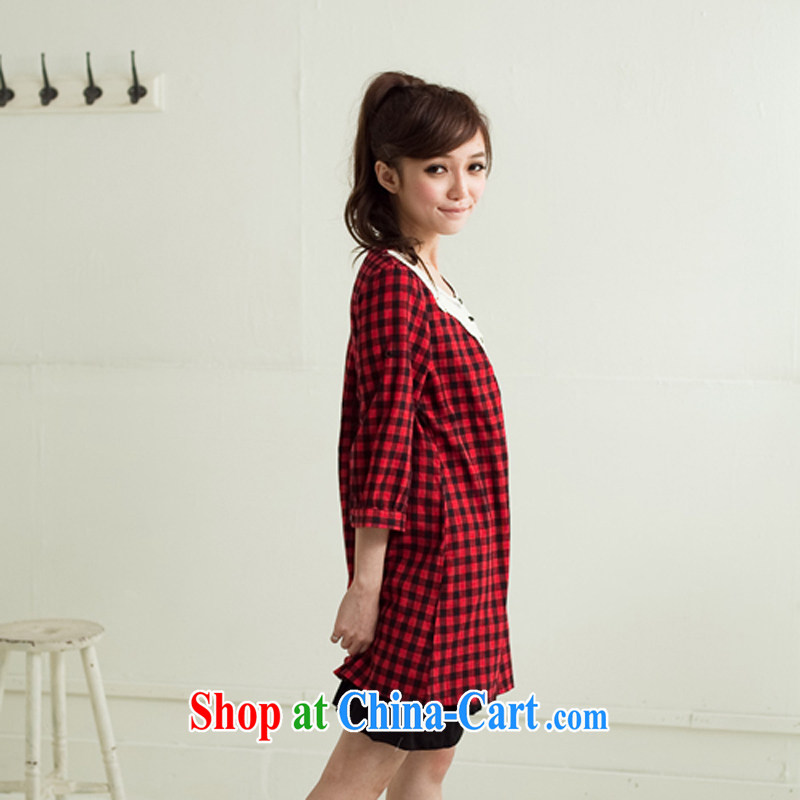 FeelNet larger female classic plaid long version the code shirt 2965 red Haig and code 44 code, FeelNET, shopping on the Internet