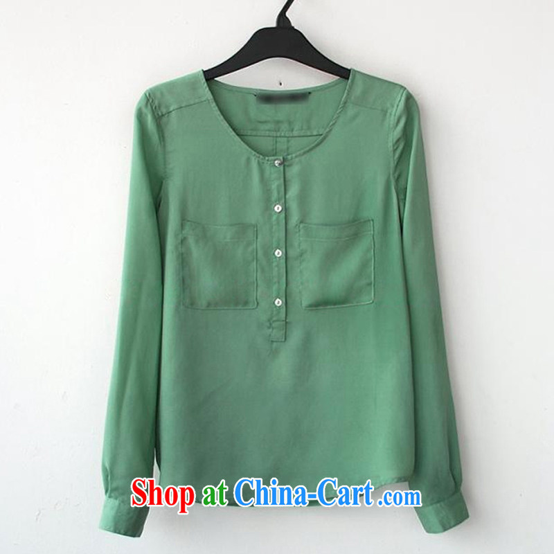 The FeelNet Code women spring new round-collar thick mm maximum code shirt 524 green XL - 42 yards, FeelNET, shopping on the Internet