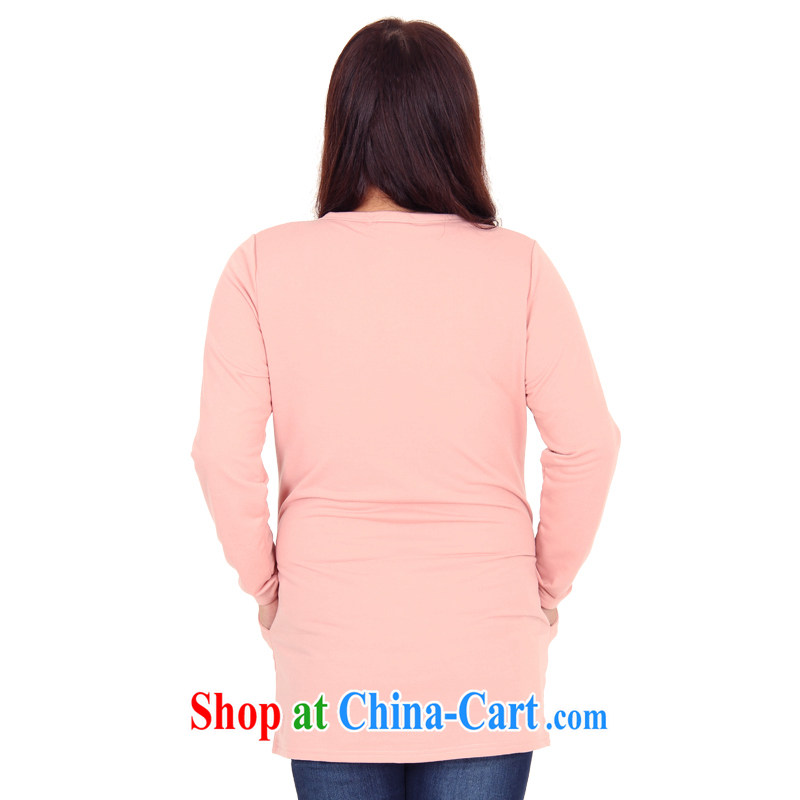 feelnet King, female thick mm spring loaded the code sweater and ventricular hypertrophy, solid T-shirt thick sister T-shirt 596 pink 3 XL - 44 yards, FeelNET, shopping on the Internet