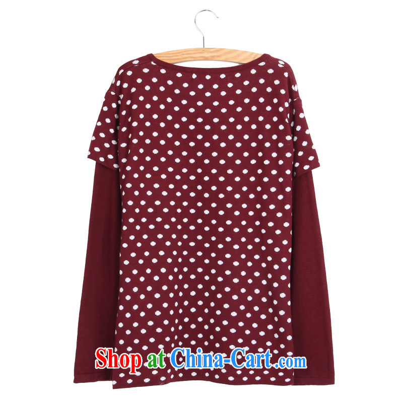feelnet Korean version in Europe, focusing on the MM code female increase the fat spring sweater solid shirt 11,818 red 2 XL - 42 yards, FeelNET, shopping on the Internet