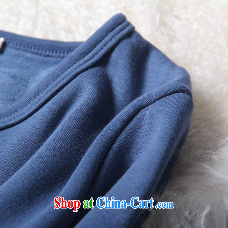 Clearance Feelnet larger female thick mm sister, long, autumn and winter clothing sweater T pension thicken the lint-free cloth shirt solid blue 622 XL - 40 yards, FeelNET, shopping on the Internet