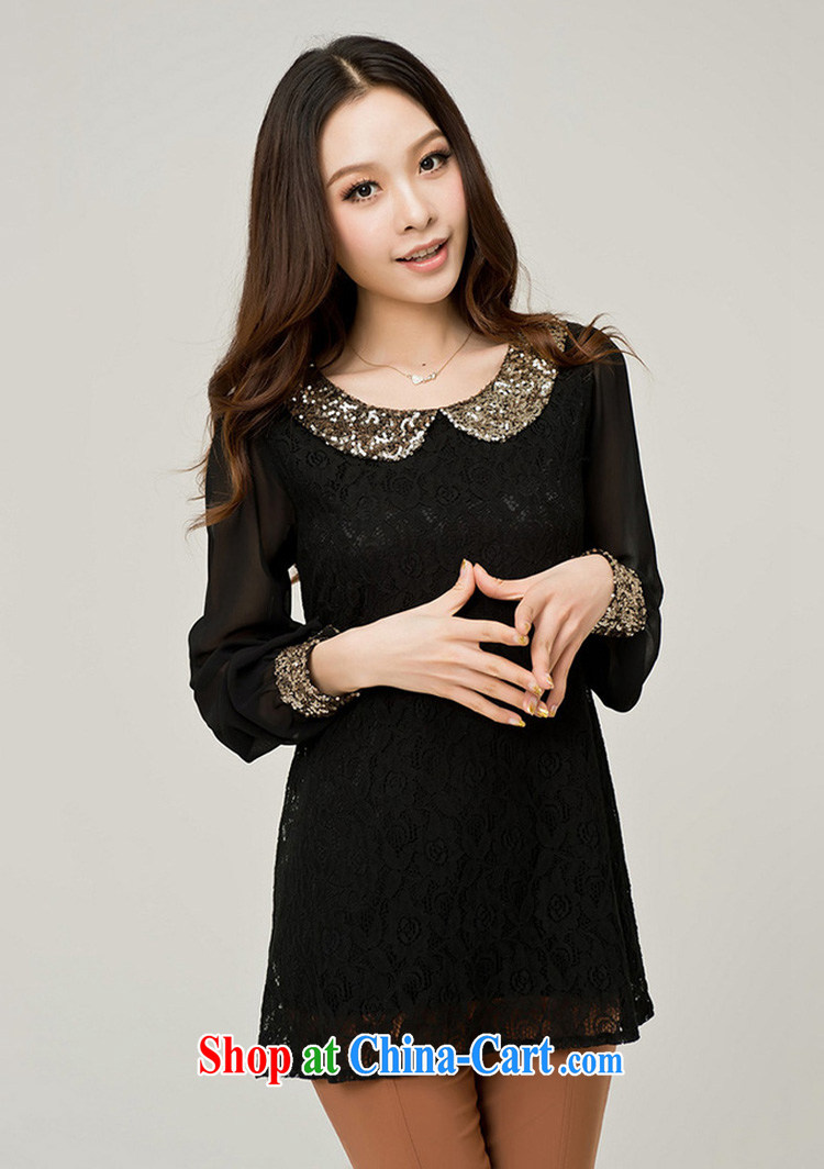 Cheuk-yan Yi Lai film 2015 spring new, larger female sweet doll snow for woven shirts double the meat loose lace shirt 938 black L pictures, price, brand platters! Elections are good character, the national distribution, so why buy now enjoy more preferential! Health