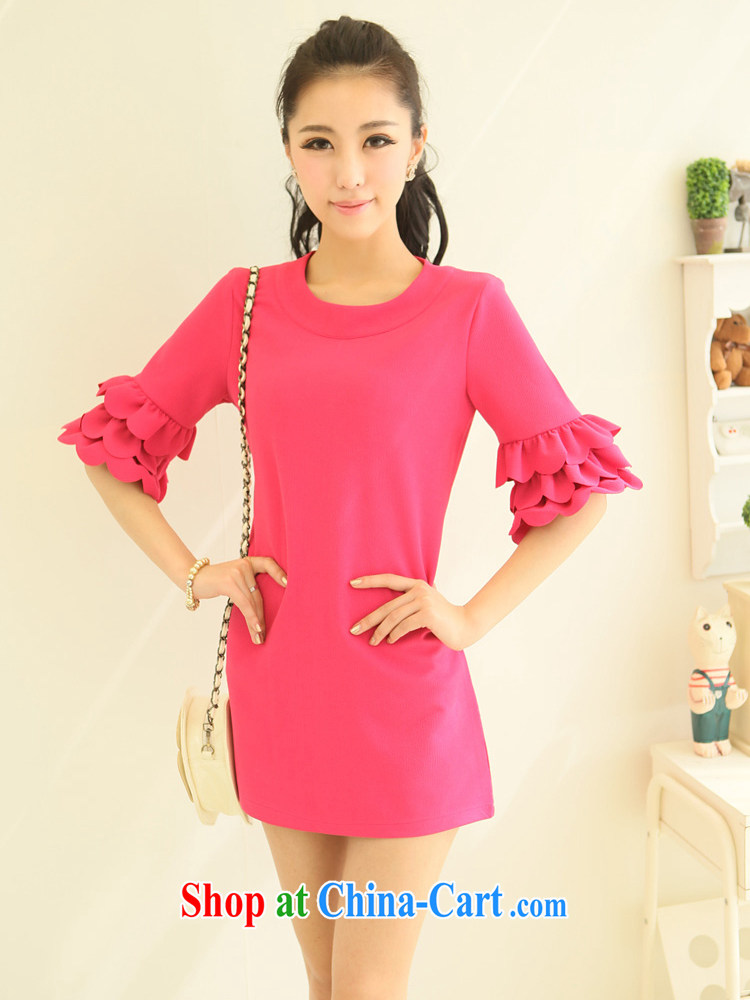 Moses Veronica mm thick spring new 2013 the Code women's clothing fat people dress graphics thin clothing and Korean petal sleeve dress of red XXL pictures, price, brand platters! Elections are good character, the national distribution, so why buy now enjoy more preferential! Health
