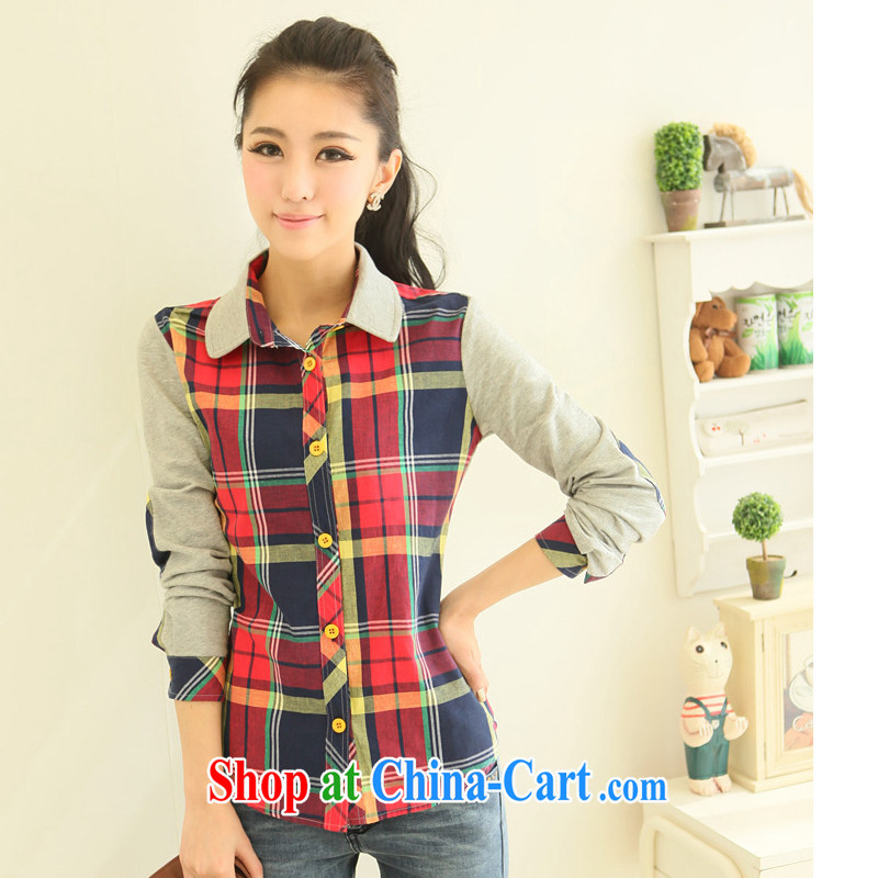 Moses Veronica the Code women mm thick 2013 spring new Korean fat people dress graphics thin clothing College wind shirt 5089 tartan XL