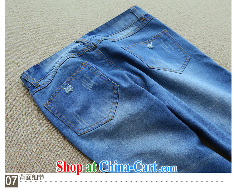 Moses Veronica XL women mm thick 2013 spring and summer with new Korean video thin fat people dress graphics thin clothing and washable worn out 8 pants jeans 0661 denim color XXXXL pictures, price, brand platters! Elections are good character, the national distribution, so why buy now enjoy more preferential! Health