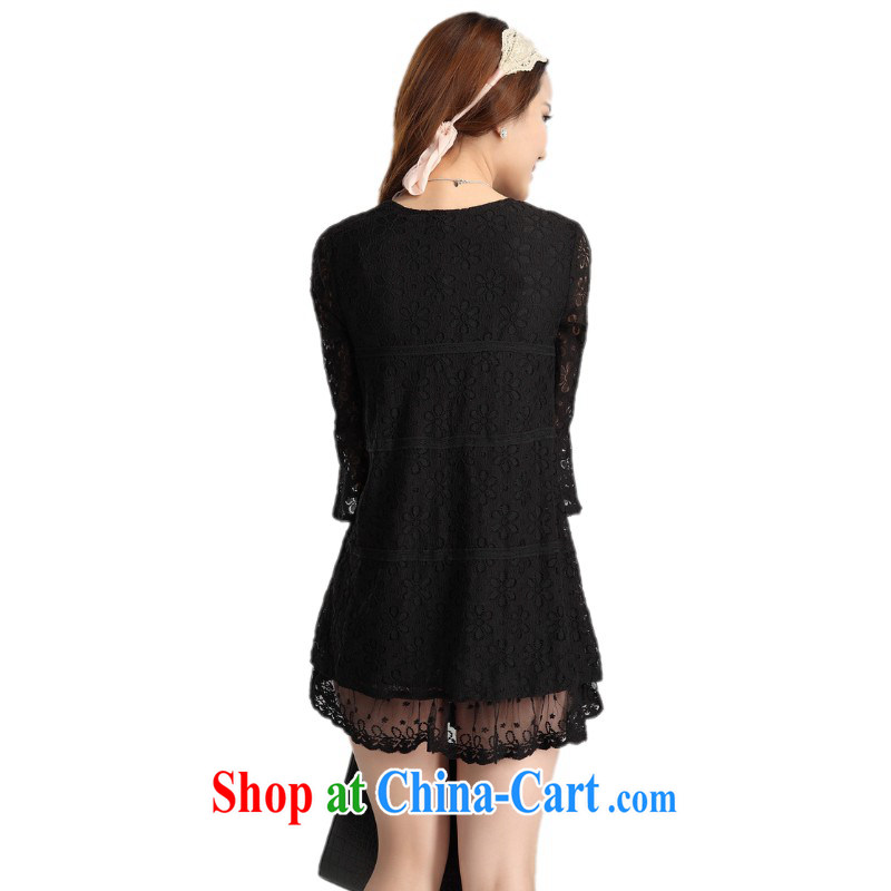 feelnet Korean version spring 2015 Summer Snow-woven large, thick mm lace cultivating the code loose dresses 667 black 2 XL - 44 yards, FeelNET, shopping on the Internet