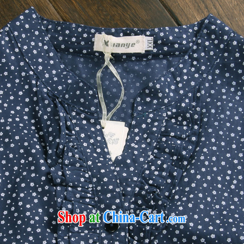 The feelnet code girls decorated in summer XL shirt leisure new Korean women, shirt 2890 blue black 4XL - 48 yards, FeelNET, shopping on the Internet