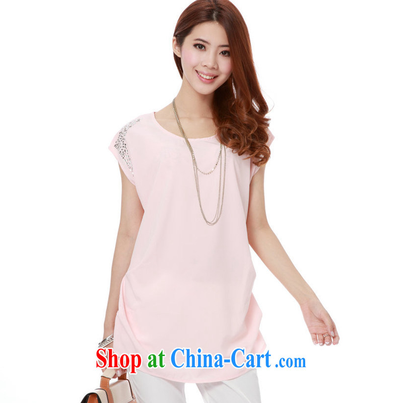 The Firstyle Code women summer thick MM long in cultivation, the code is a short-sleeved shirt T female snow woven shirts pink XXL, Donald Rumsfeld, and that, on-line shopping