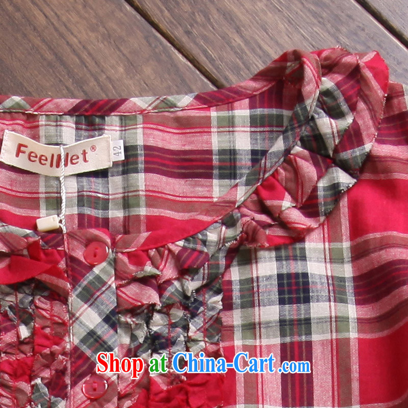 Korean feelnet larger girls decorated in summer XL shirt, new women the code 2867 shirt blue 3 XL - 46 yards, FeelNET, shopping on the Internet