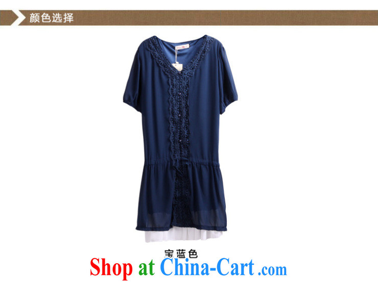feelnet mm thick summer Korean version spring 2015 Summer Snow-woven large, short-sleeved loose V collar XL dresses 686 Po blue 4XL -48, picture, price, brand platters! Elections are good character, the national distribution, so why buy now enjoy more preferential! Health