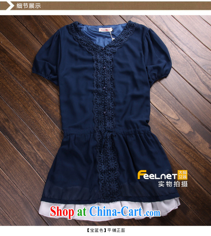 feelnet mm thick summer Korean version spring 2015 Summer Snow-woven large, short-sleeved loose V collar XL dresses 686 Po blue 4XL -48, picture, price, brand platters! Elections are good character, the national distribution, so why buy now enjoy more preferential! Health