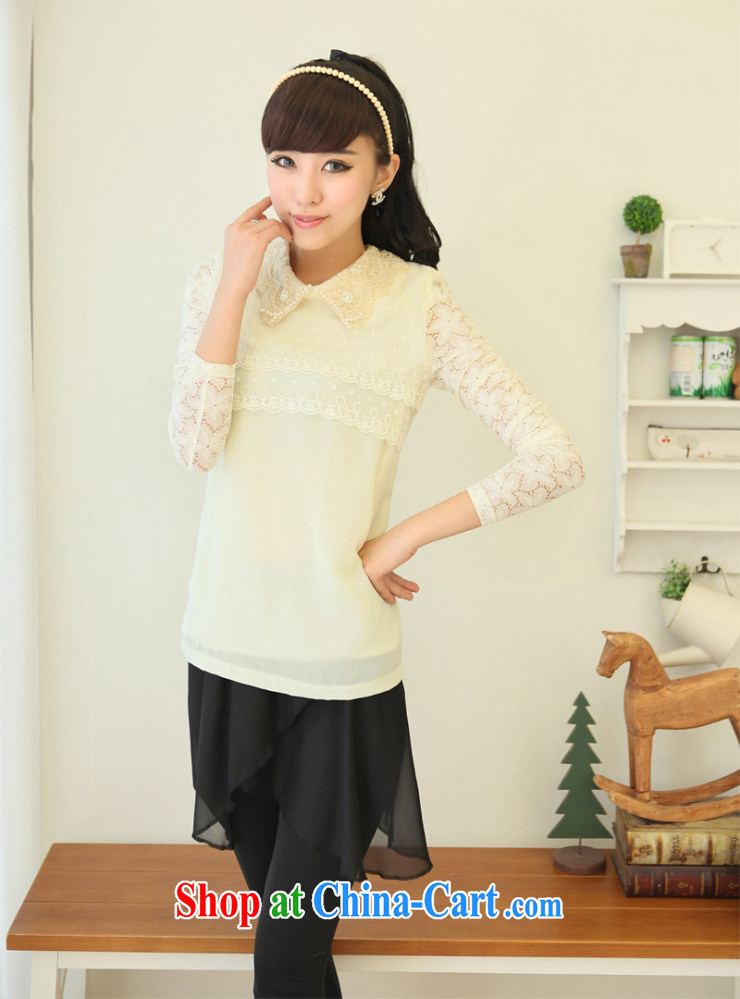 Moses Veronica XL female 2013 summer, new Korean video thin thick mm roll collar lace long-sleeved lace shirt white XXL pictures, price, brand platters! Elections are good character, the national distribution, so why buy now enjoy more preferential! Health