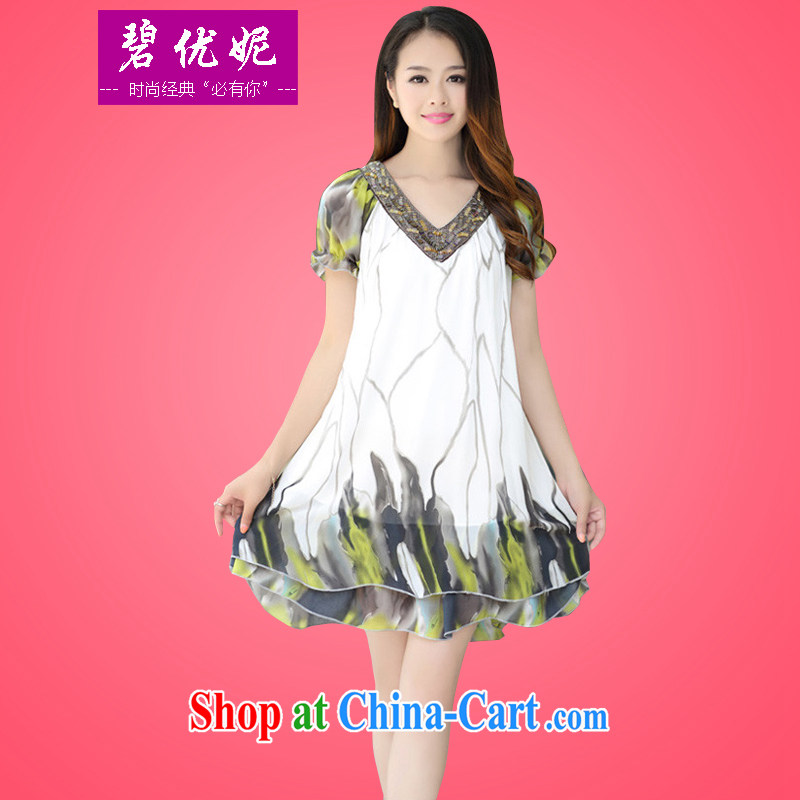 Pi-optimized Connie new thick MM cultivating graphics thin XL snow summer woven dresses female BY 090,167 white flowers 3 XL recommendations 160 - 180 jack