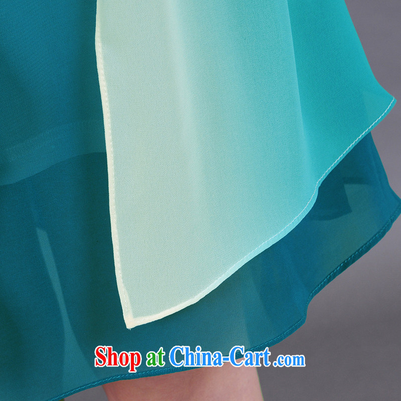 Mr. NAK and thick mm summer dresses, long female middle-aged snow woven skirt gradient graphics thin skirt mother's day mother's skirt, thick clothes HX 338 green-blue gradient 4 XL, Lhoba people Aung San Suu Kyi (Ao Luo Ang), online shopping