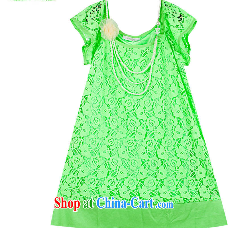 The line takes the Code women's clothing new summer, Korean video thin thick mm retro lace scoop neck bubble sleeve loose dress 162 - 3 G light green, code, sea routes, and, shopping on the Internet