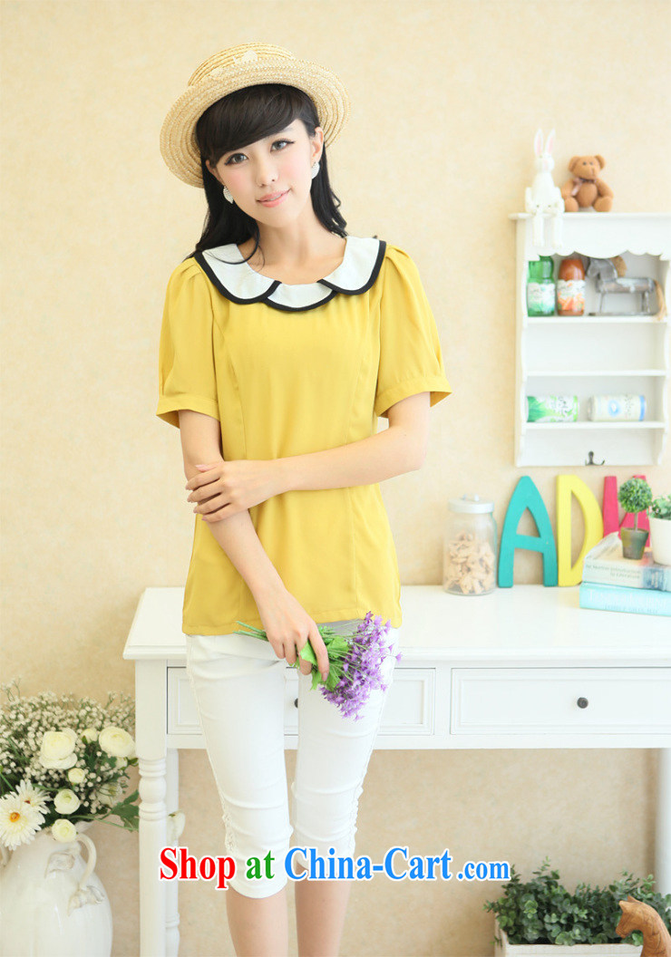 Moses Veronica larger summer new female shirt snow solid woven shirts female snow woven shirts female short-sleeved T-shirt Han version yellow XXL pictures, price, brand platters! Elections are good character, the national distribution, so why buy now enjoy more preferential! Health