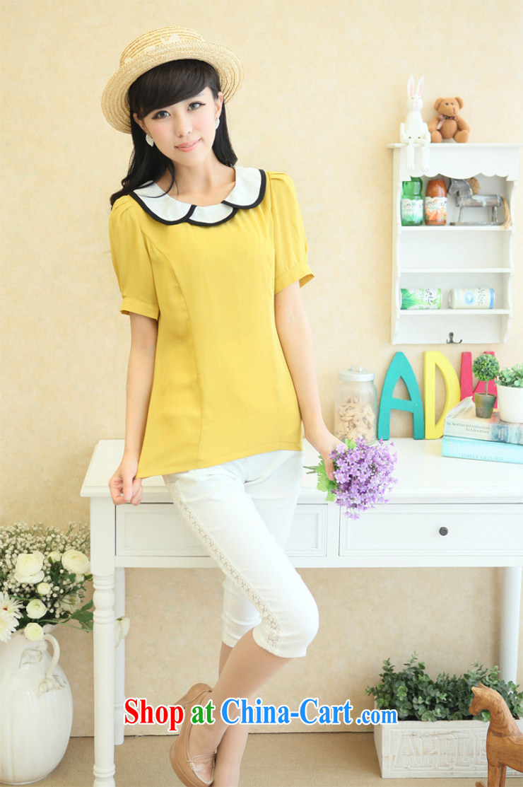 Moses Veronica larger summer new female shirt snow solid woven shirts female snow woven shirts female short-sleeved T-shirt Han version yellow XXL pictures, price, brand platters! Elections are good character, the national distribution, so why buy now enjoy more preferential! Health