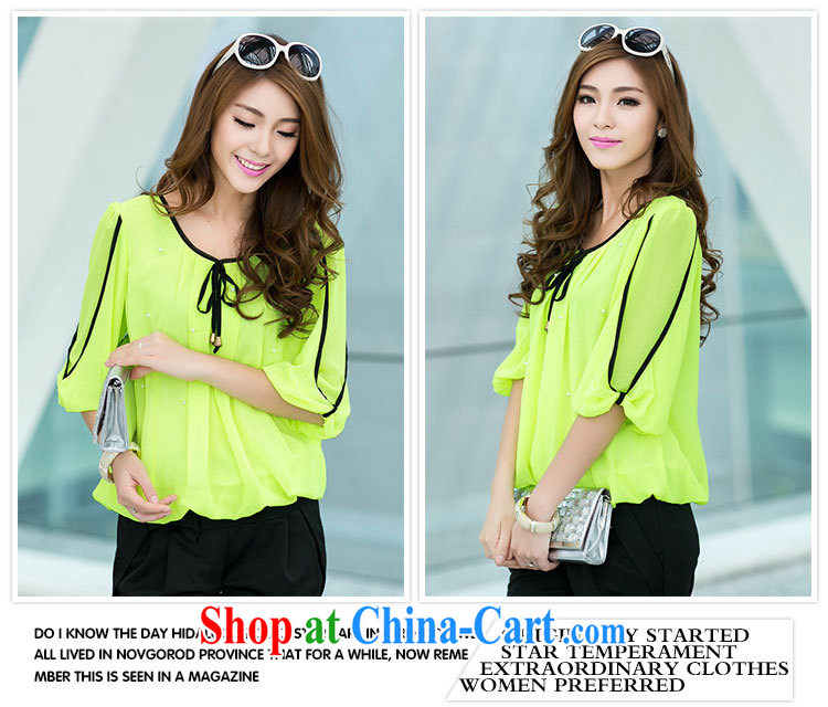 Lehman Ronnie lymalon thick, graphics thin 2015 spring and summer new Korean large, female fashion Princess cuff round-collar snow woven shirts T-shirt 6022 ice green XXXXL pictures, price, brand platters! Elections are good character, the national distribution, so why buy now enjoy more preferential! Health