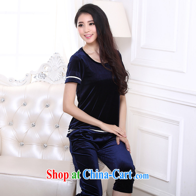 The sheep Yi Library summer 2014 new women, women Kit velvet ultra simple and stylish 5, female, Yi Girls pants set 1551 black XXXXL, sheep, library, and shopping on the Internet