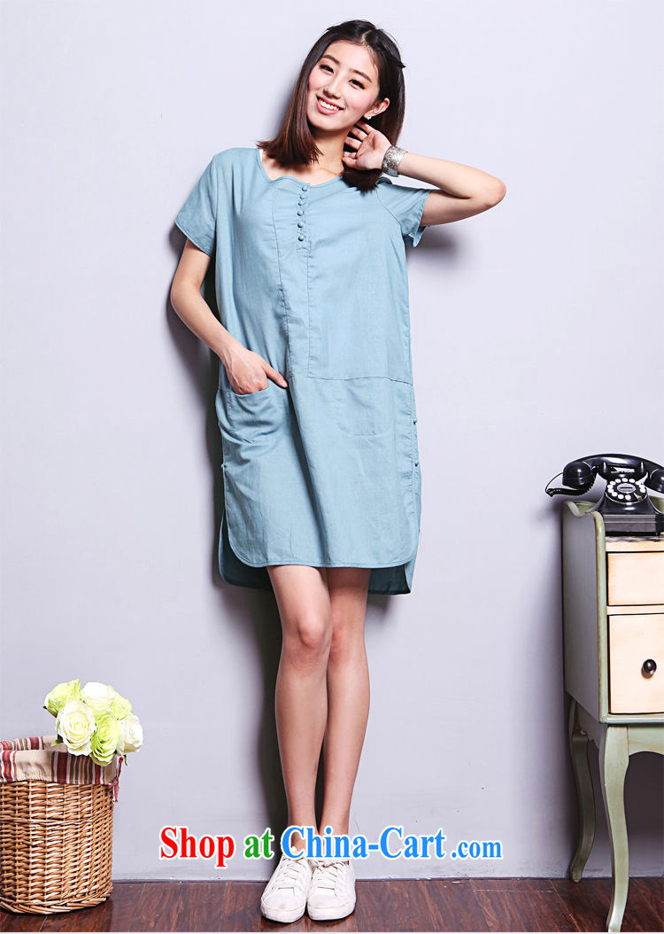 The Ju-Yee Nga summer retro fat people graphics thin loose larger female cotton Ma dresses Y 9181 Tibetan cyan XL pictures, price, brand platters! Elections are good character, the national distribution, so why buy now enjoy more preferential! Health
