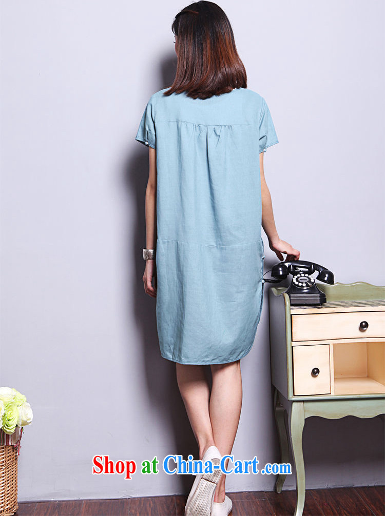 The Ju-Yee Nga summer retro fat people graphics thin loose larger female cotton Ma dresses Y 9181 Tibetan cyan XL pictures, price, brand platters! Elections are good character, the national distribution, so why buy now enjoy more preferential! Health