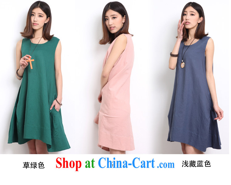 The Ju-Yee Nga summer loose the Code women's clothes sleeveless vest skirt thick sister cotton Ma dresses YQ 9089 light blue S pictures, price, brand platters! Elections are good character, the national distribution, so why buy now enjoy more preferential! Health