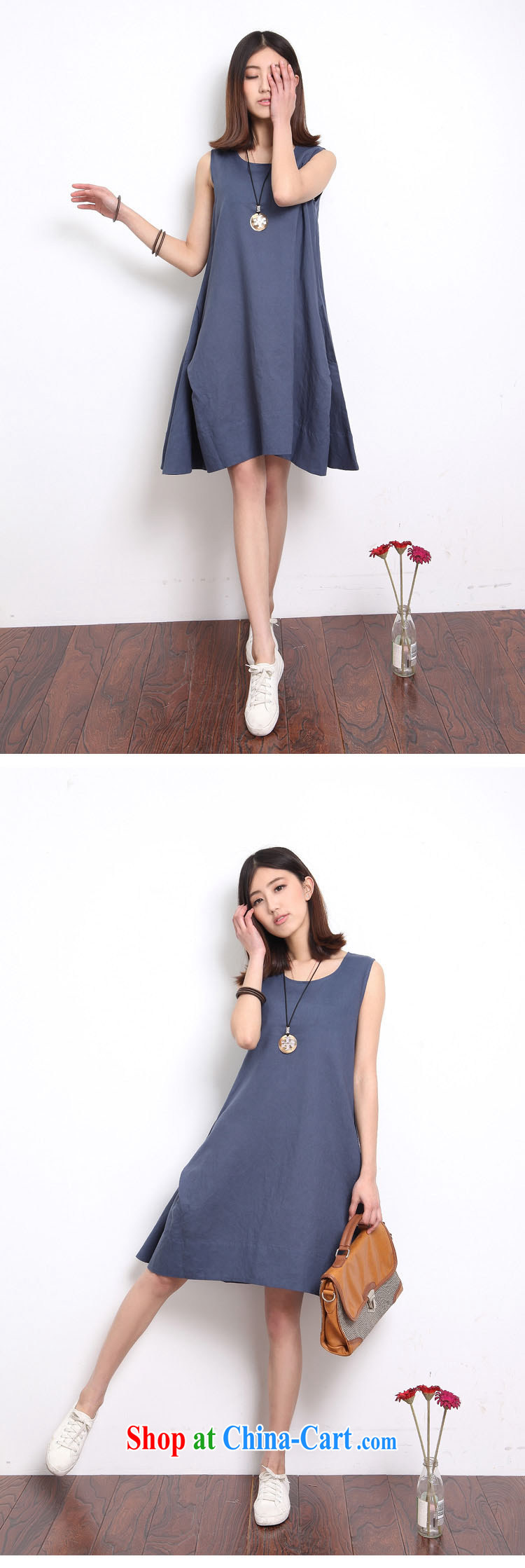 The Ju-Yee Nga summer loose the Code women's clothes sleeveless vest skirt thick sister cotton Ma dresses YQ 9089 light blue S pictures, price, brand platters! Elections are good character, the national distribution, so why buy now enjoy more preferential! Health