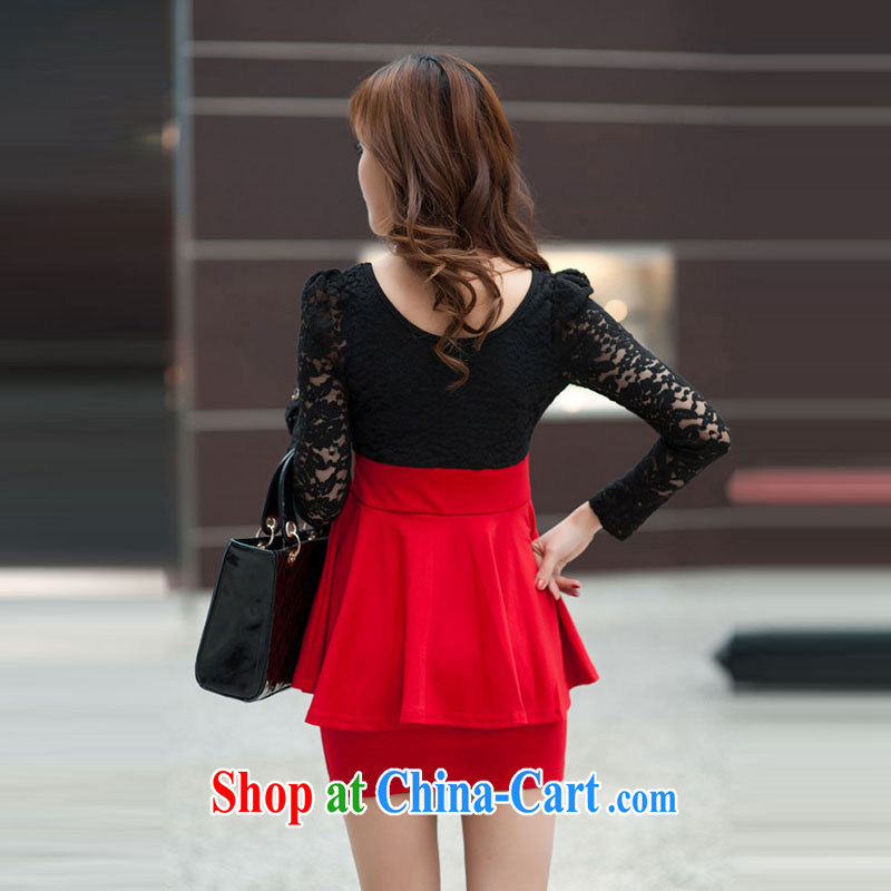 Cheuk-yan yi li video spring 2015 the code girls decorated in a video thin lace long-sleeved package and dresses M 2785 red 5 XL for weight 160 - 170, Cheuk-yan Yi-lai, and, shopping on the Internet