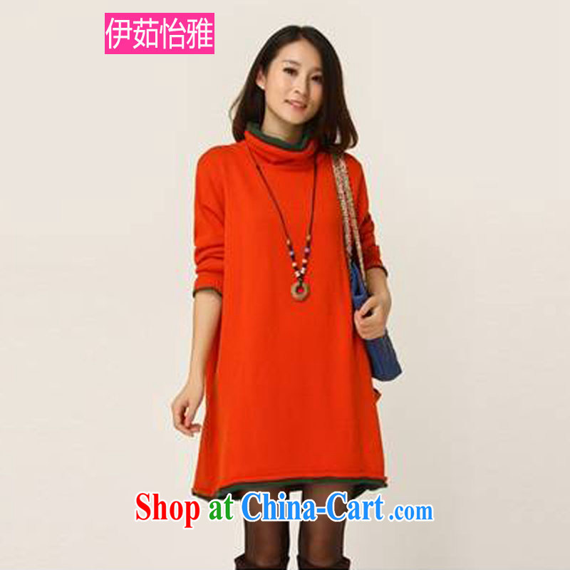 The Ju-Yee Nga autumn and winter, the girl with the Code long-sleeved high-collar knitting dress Sweater Knit sweater YA 12,788 orange large code are code