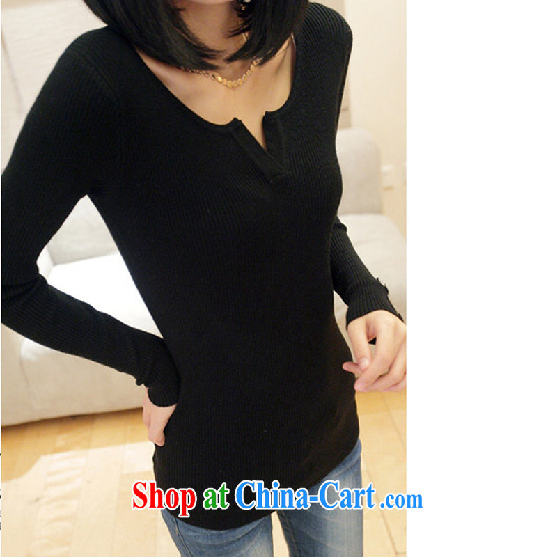 for Elizabeth's clothing Korean female small V for cultivating graphics thin V collar sweater solid sweater knit sweater QA 816 black, code, for her clothes, and shopping on the Internet