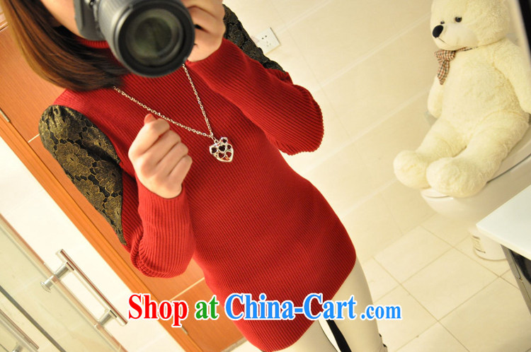 for Elizabeth's clothing thick girls with large, solid shirt gold lace stitching sweaters QA 812 round-collar wine red are code pictures, price, brand platters! Elections are good character, the national distribution, so why buy now enjoy more preferential! Health