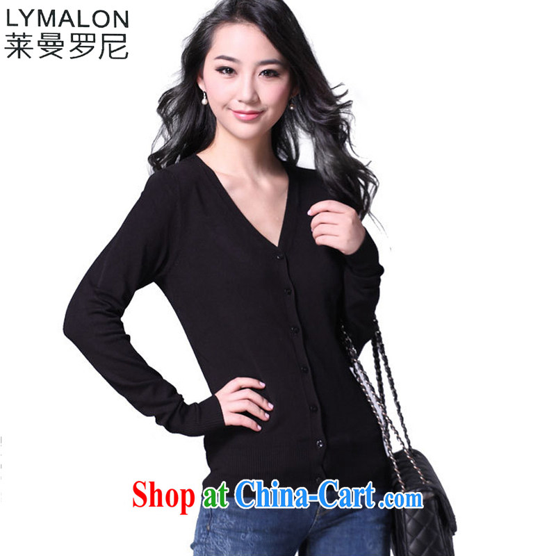 Lehman Ronnie lymalon fat people graphics thin 2015 autumn new products, female spring cultivating long-sleeved solid knitting cardigan 20,071 black XXXXL