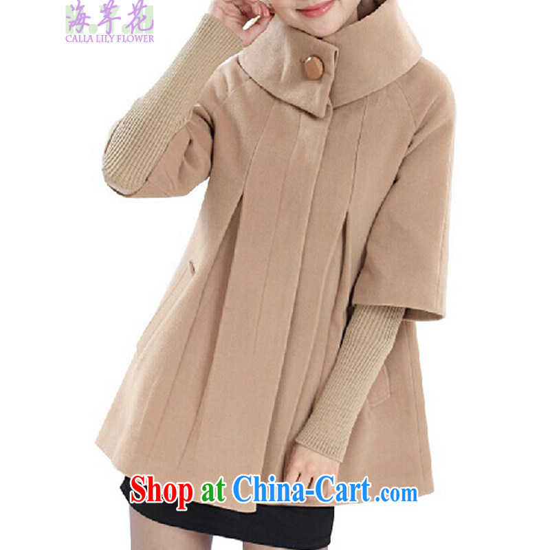 The line spend a lot code female winter new Korean video thin thick mm stitching knitted cuffs dolls T-shirt, loose hair? jacket MNNIG card its XL