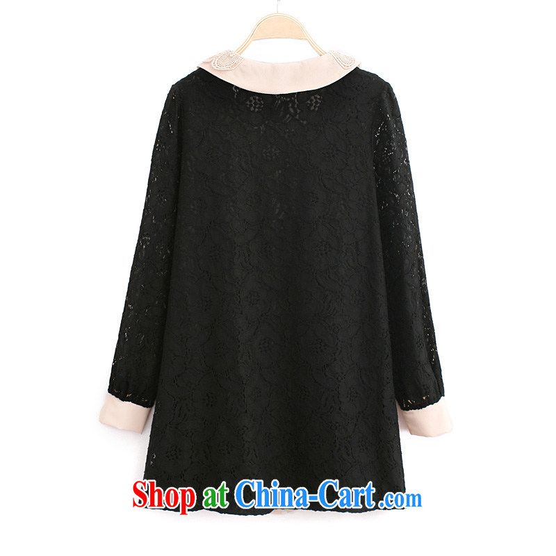 feelnet XL girls with thick mm spring lace shirt snow woven strap butterfly knot the long-sleeved shirt, black 740 2 XL - 44, FeelNET, shopping on the Internet