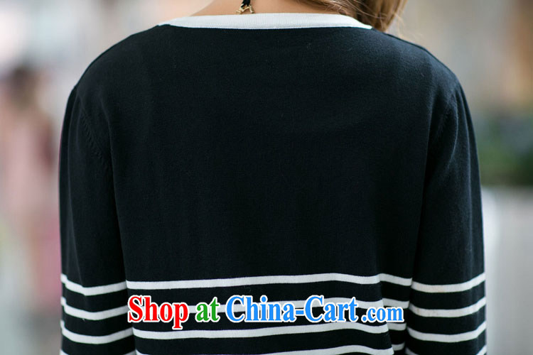Cheuk-yan Yi Lai film 2015 spring new large, female American M field pattern stripes knitting garments 7012 black 3 XL pictures, price, brand platters! Elections are good character, the national distribution, so why buy now enjoy more preferential! Health
