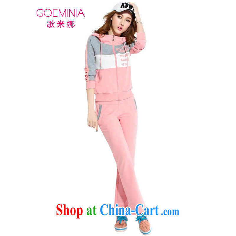 Song M, spring 2015 the new larger female Korean Sports _ Leisure package Long Hoody sweater 3-Piece female 80,855 pink XXXL