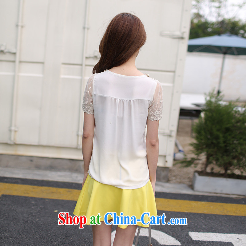 Connie Moses tab, female 2014 Korean summer new women embroidery lace T-shirt shirt round-collar short-sleeve female M, color XXXL, Moses Veronica, shopping on the Internet