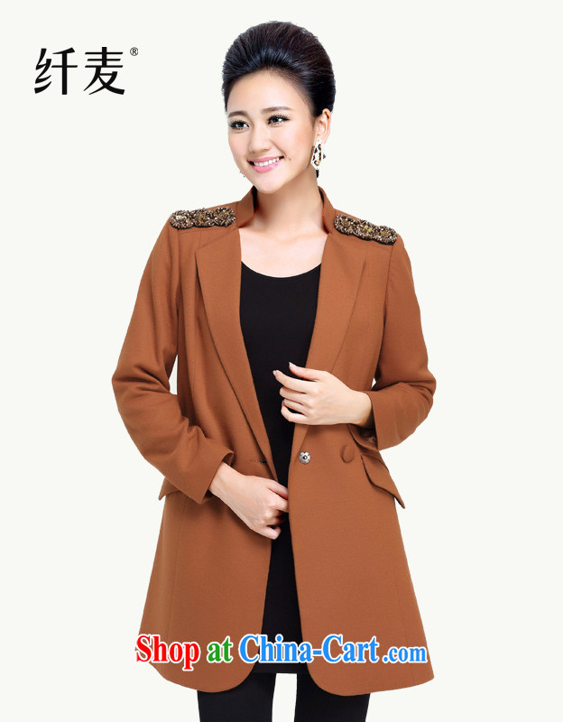 Slim, Mr Big, women autumn 2014 the new girl with thick mm shoulder spike beads thin hair so jacket coat 13,778 brown XXXL