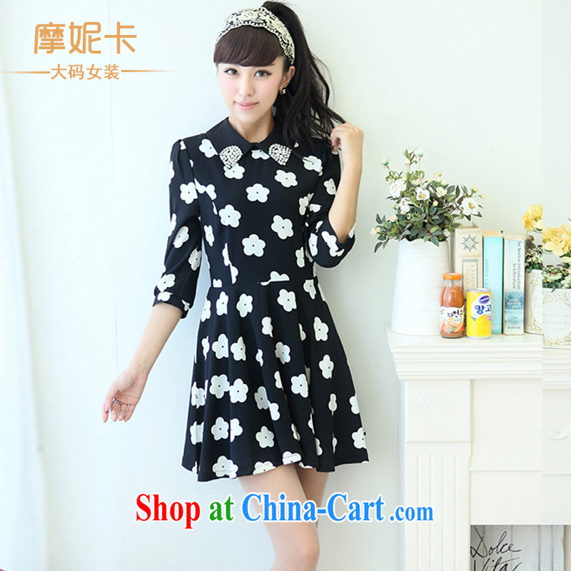 King, female thick mm video thin fall 2013 with new thick sister larger dresses Korean snow woven skirt black XXXL