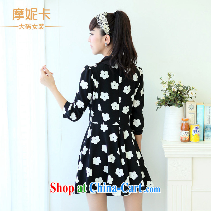 King, female thick mm video thin fall 2013 with new thick sister large code dresses Korean snow woven skirt black XXXL, shopping on the Internet