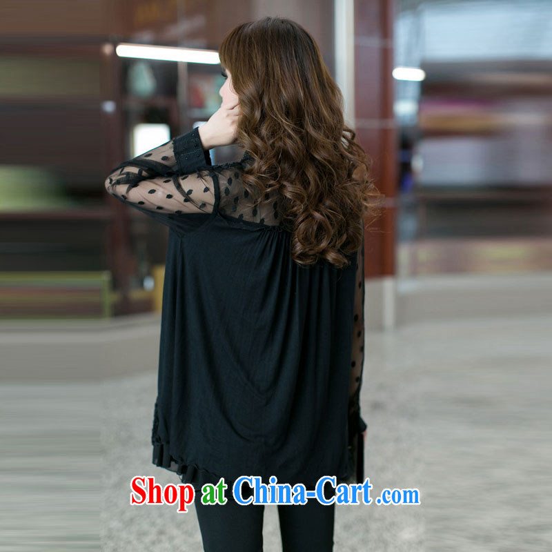 Cheuk-yan Yi Lai Ying 2015 spring is the new roll collar long-sleeved loose video thin shirt thick mm video thin lace shirt M 2301 photo color 5 XL for weight 180 - 200, Cheuk-yan Yi Lai, and shopping on the Internet
