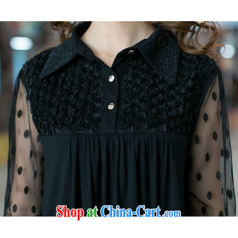 Cheuk-yan Yi Lai Ying 2015 spring is the new roll collar long-sleeved loose video thin shirt thick mm video thin lace shirt M 2301 photo color 5 XL for weight 180 - 200, Cheuk-yan Yi Lai, and shopping on the Internet