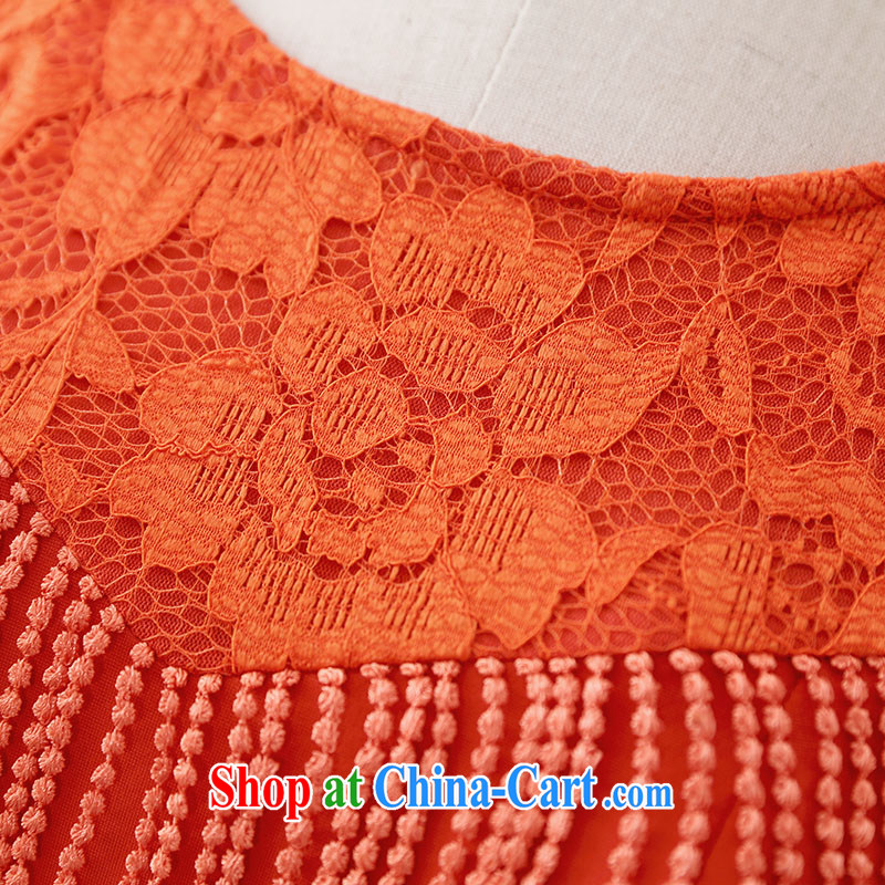 The Mak is the women's clothing 2014 new thick mm autumn stylish retro-su lace spell series skirts 131,121 orange XXXXL, former Yugoslavia, Mak, and shopping on the Internet