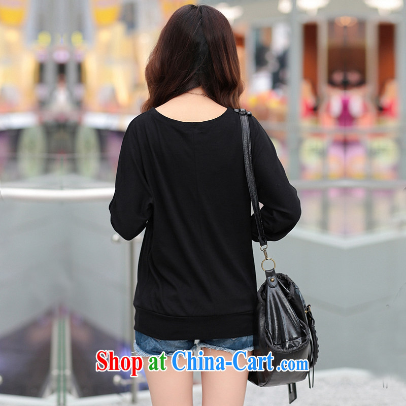 Vincent van Gogh, the XL women autumn 2014 the new Korean version with solid T-shirt click the charge-back sweater long-sleeved shirt T T-shirt black 4XL, Van Gogh Lin, and shopping on the Internet