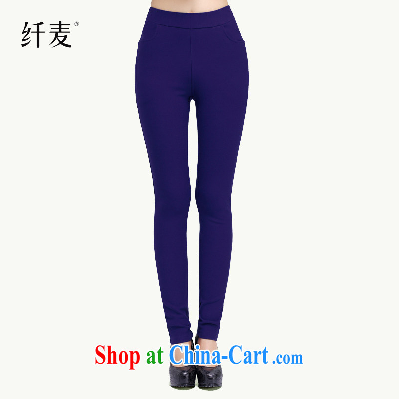 Slim, Mr Big, female winter clothes 2014 autumn and winter new emphasis on cultivating mm solid color the lint-free cloth solid trousers 13,820 blue XL