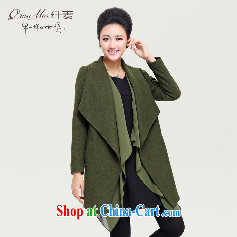 Slim, Mr Big, female 2014 autumn and winter new thick mm stylish snow-woven Stitching on T-shirt is gross jacket 13,981 army green XXXXL