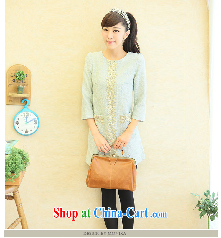XL women s 2013 autumn version with new thick mm cultivating female lace collar 7 long-sleeved dresses gray-blue XXXL pictures, price, brand platters! Elections are good character, the national distribution, so why buy now enjoy more preferential! Health