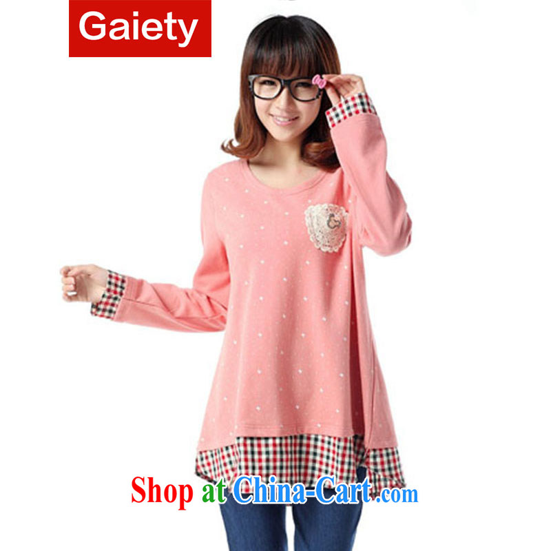 According Gaiety acajou _Autumn 2014 the new female Korean pregnant women with T-shirt long-sleeved shirt T XR 51,121 _pink XL