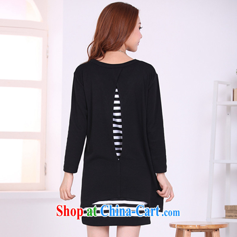 Be Cheuk-yan clothing 2015 new Korean streaks graphics thin two-piece long-sleeved thick MM dress M 5093 black XXXXL, Meng Zhou (meenzuo), online shopping